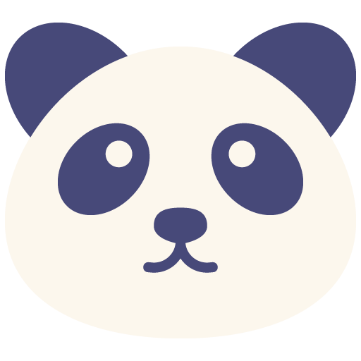 Ilustración vectorial de la cara de un oso panda en colores blanco y azul oscuro sobre fondo negro